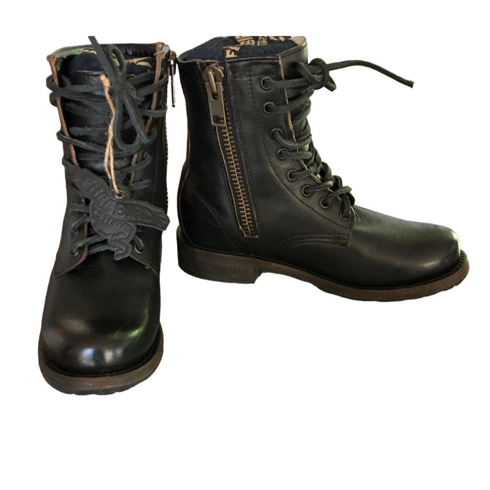 Like new! Freebird by Steven Manchester Combat Boots Black Size 6 Booties - Picture 3 of 16